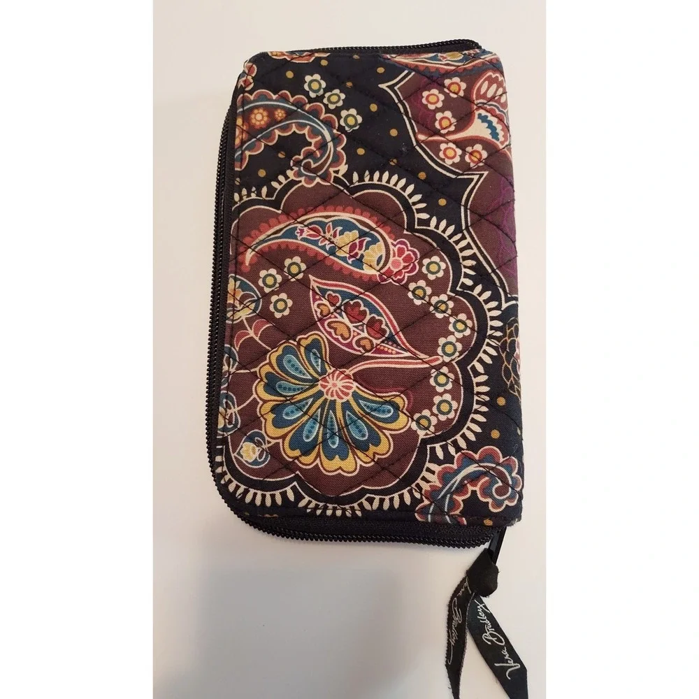Vera Bradley Provençal Paisley Zip Around Accordion‎ Wallet Checkbook Case 8x5